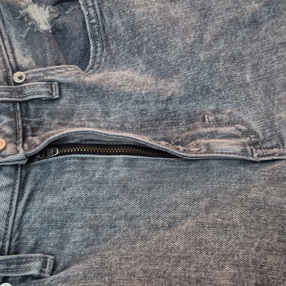 Anthropologie AMO Chloe Crop Jeans Opal Straight Leg High Waisted Acid Wash - Picture 9 of 11